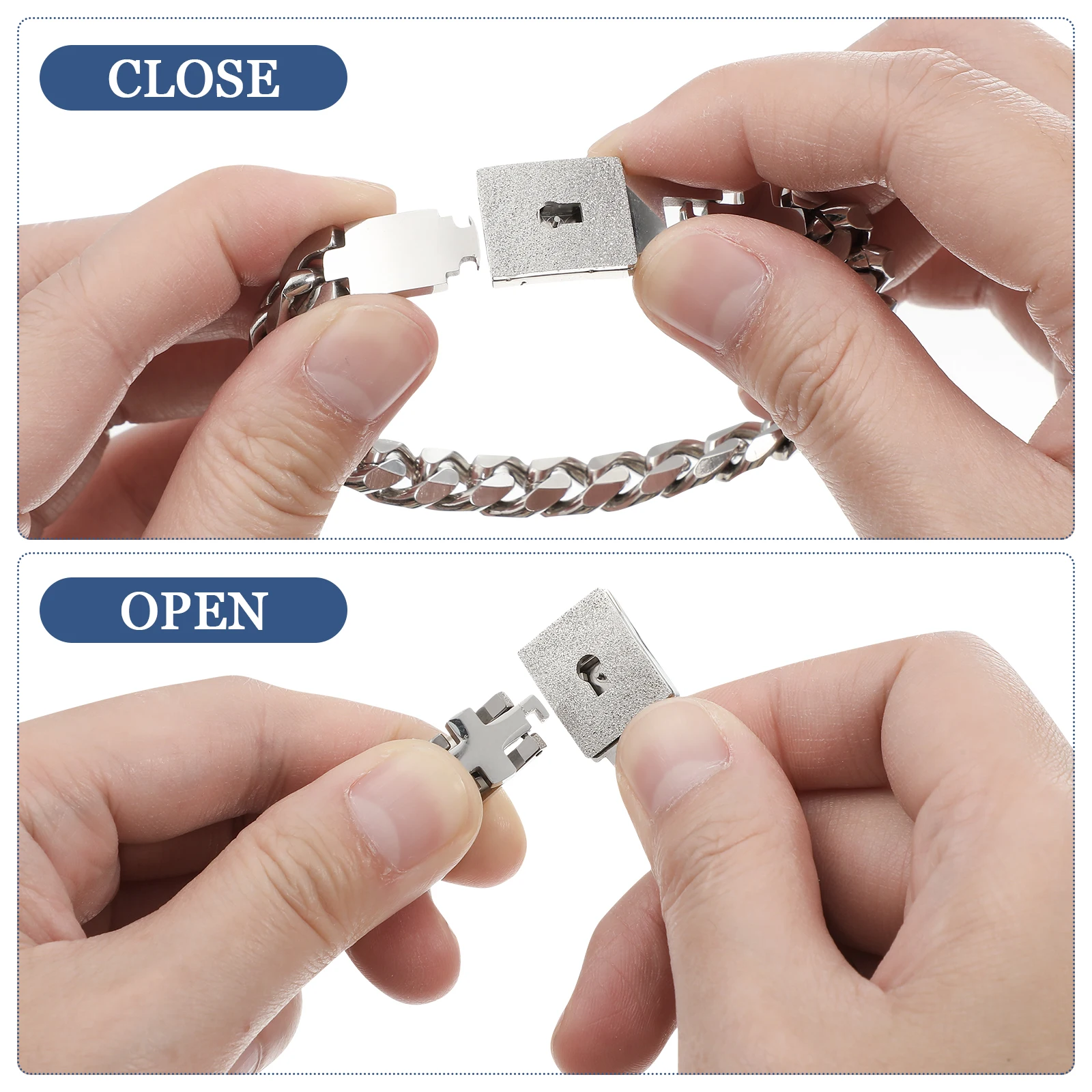 

1Pair Couple Key Lock Bracelet Stainless Steel Durable Unisex Creative Wrist Rope Daily Wearing Accessory Unique Couple Bangle