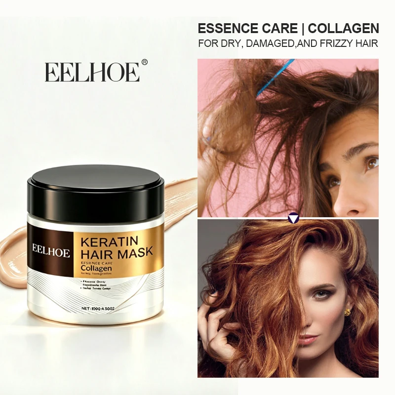 EELHOE Keratin Hair Mask 100g Moroccan Argan Oil Deep Repair Nourishing Hair Treatment Tames Frizz For Dry Brittle Damaged Hair