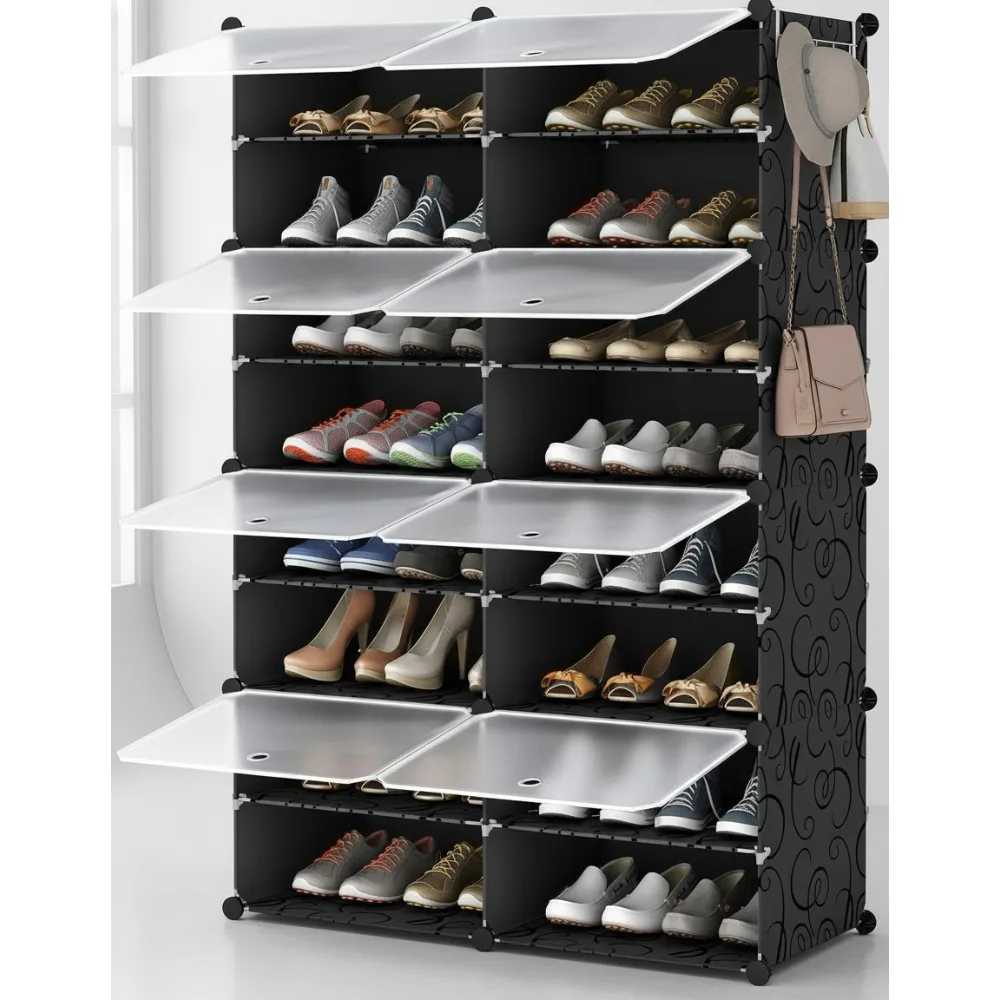 

8-уровневый шкаф для хранения обуви, 32-парный пластиковый органайзер для обуви для шкафа, прихожей, спальни, прихожей