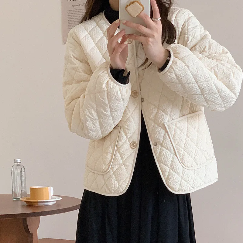 ZXRYXGS Cotton Jacket Women Autumn and Winter Coat 2023 Temperament and Leisure Light Thin Cotton Jacket Women In Short Style