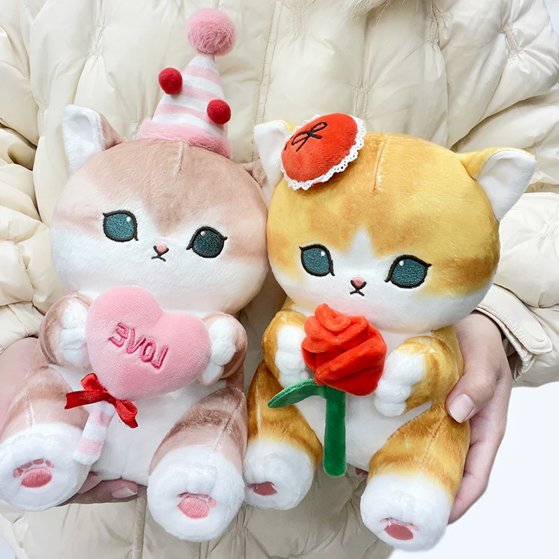 Miniso 20cm Official Mofusand Shark Cat Valentine Day Limited Series Plush Doll Pillow Cute Cartoon Puppet Couple Gift