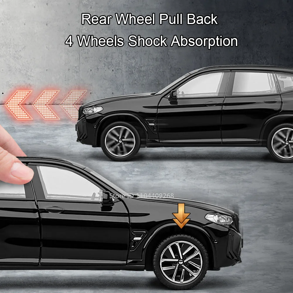 Modèle de voiture de sport jouet X3M 320i, 1:32, son et lumière, portes ouvertes en alliage moulé sous pression, modèles de véhicules miniatures, ornements, cadeaux