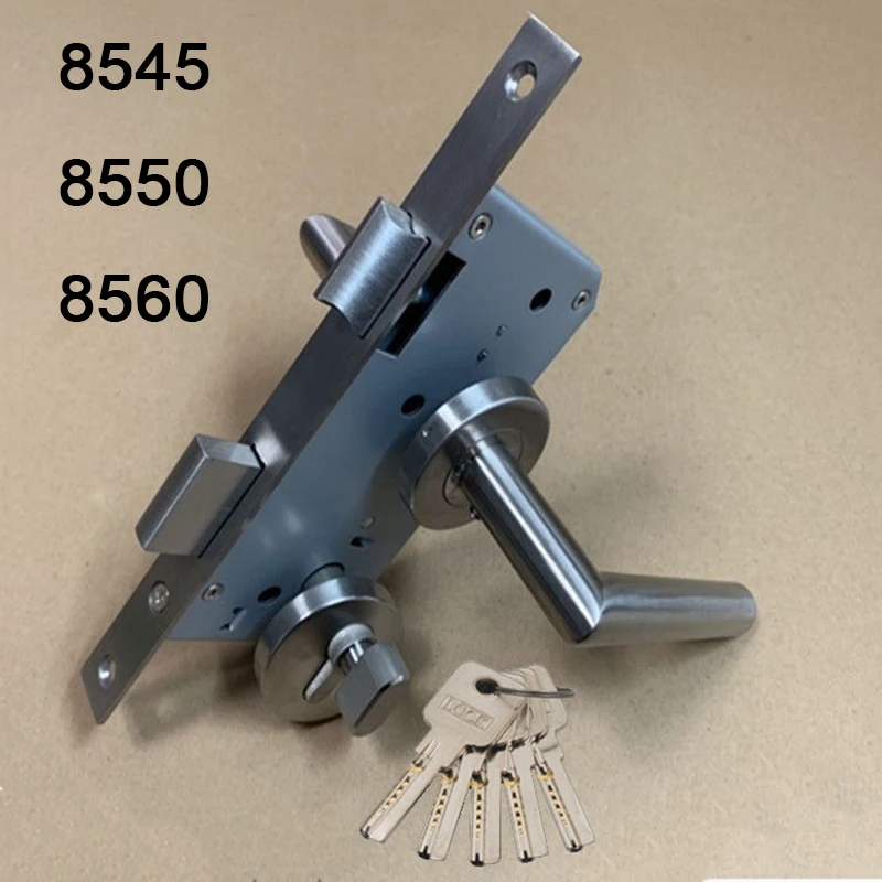 

New European Mortise Door Lock Passage Entrance Fire Proof Door Handles Lock 8545/8550/8560 Lock body+Lock Cylinder+Door Handles