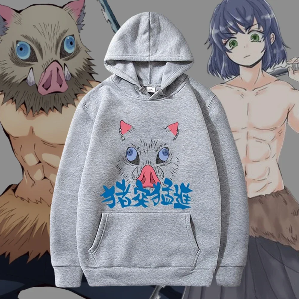 

Demon Slayer Hoodie Sweater Men, women, and couples Japanese Anime Cartoon Pattern Hashibira Inosuke Top Clothing Funny