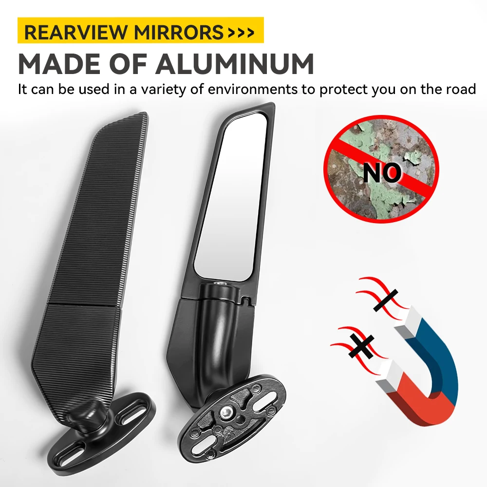 For KAWASAKI NINJA 300 250 400 650 H2 H4 Modified Motorcycle 2PCS CNC Rearview Mirrors Wind Wing Adjustable Rotating Side image 6