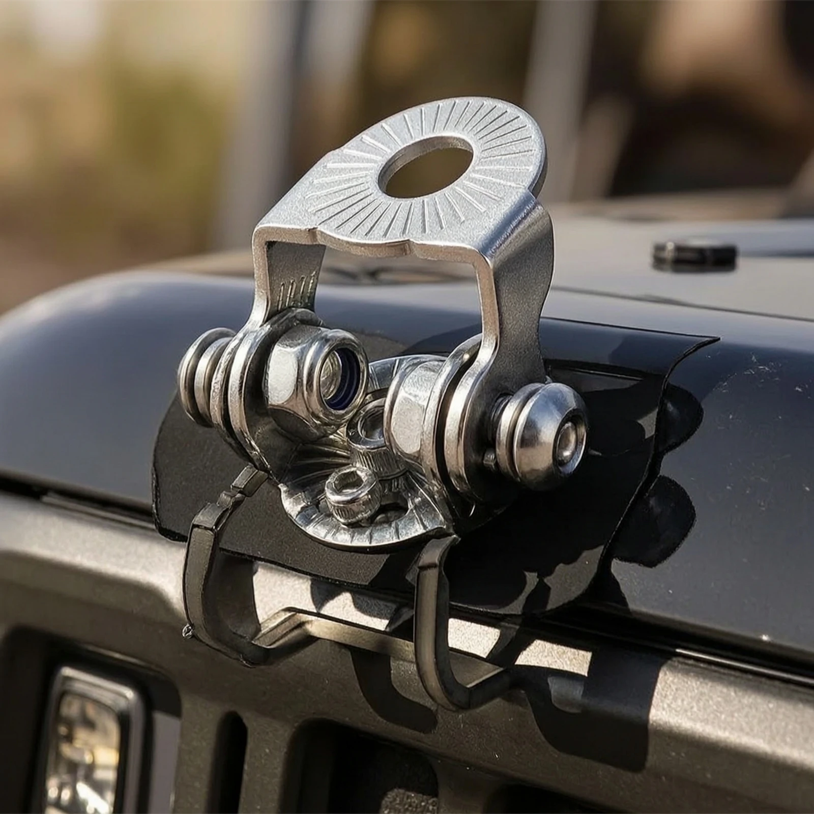 Hood Light Bracket Adjustable Hood Clamp No-Drill Bracket Long-Lasting Hardware Sturdy for off-Roaders, Camping
