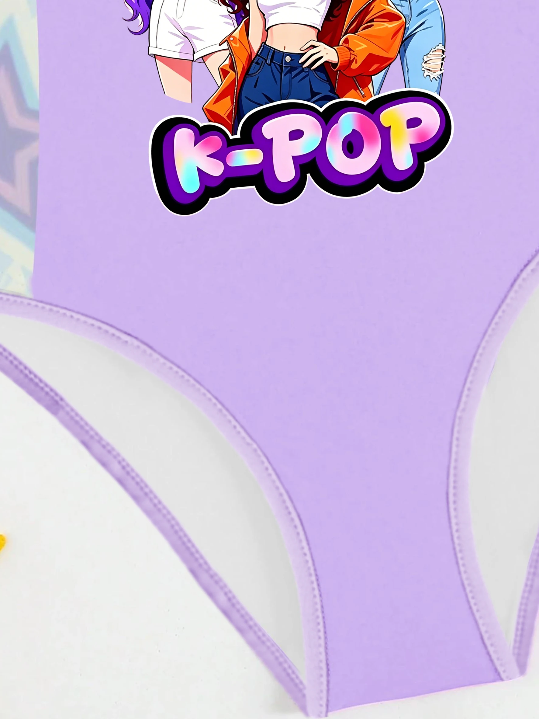 2-teiliger Badeanzug für Kinder und Mädchen, K-POP Nova Beat Print, rosa, einteiliger Badeanzug mit Shorts, schnell trocknende Sommer-Strand-Badebekleidung – Detail 5