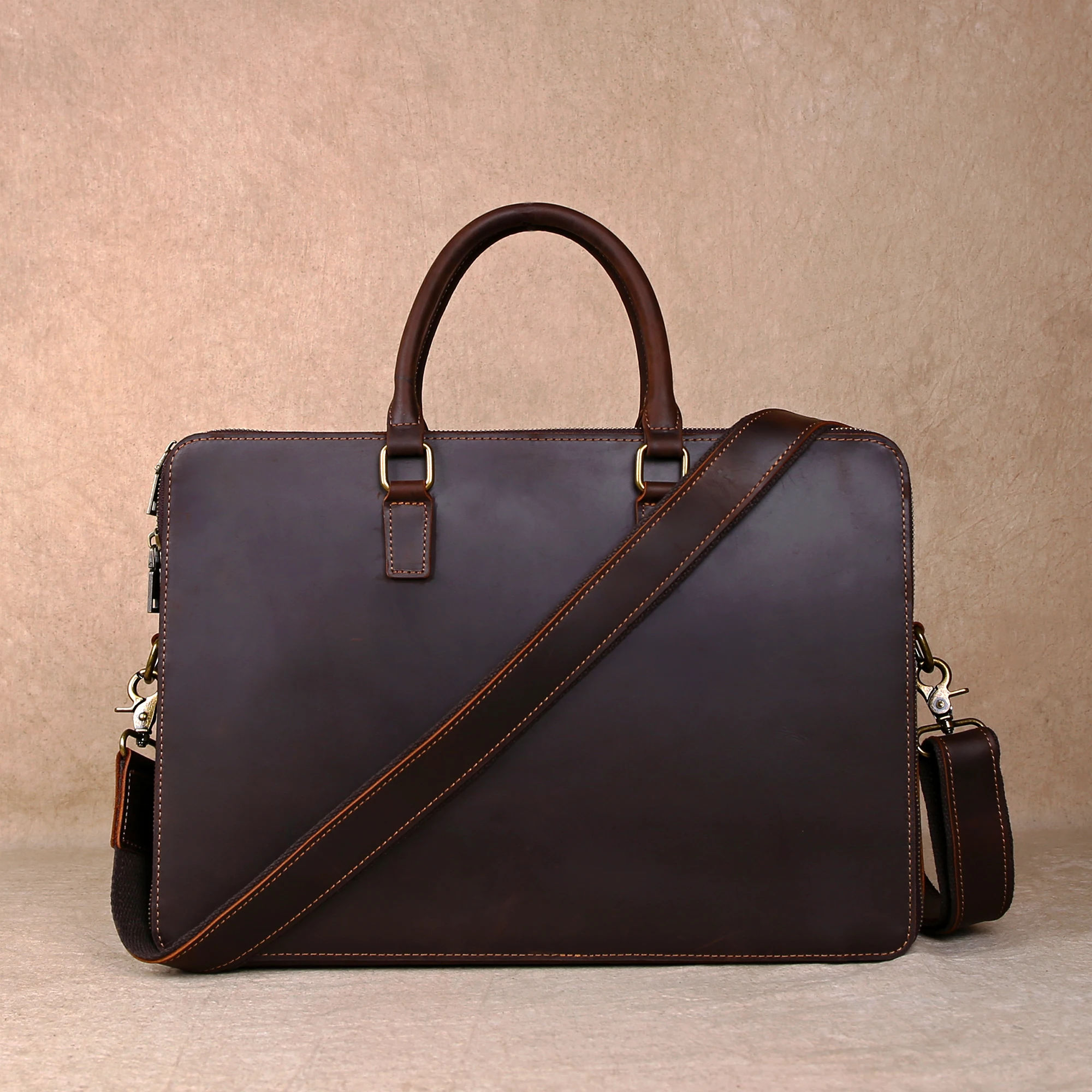 Valigetta originale business casual in vera pelle, borsa a mano, borsa per computer in pelle di vacchetta con strato superiore, borsa a tracolla singola