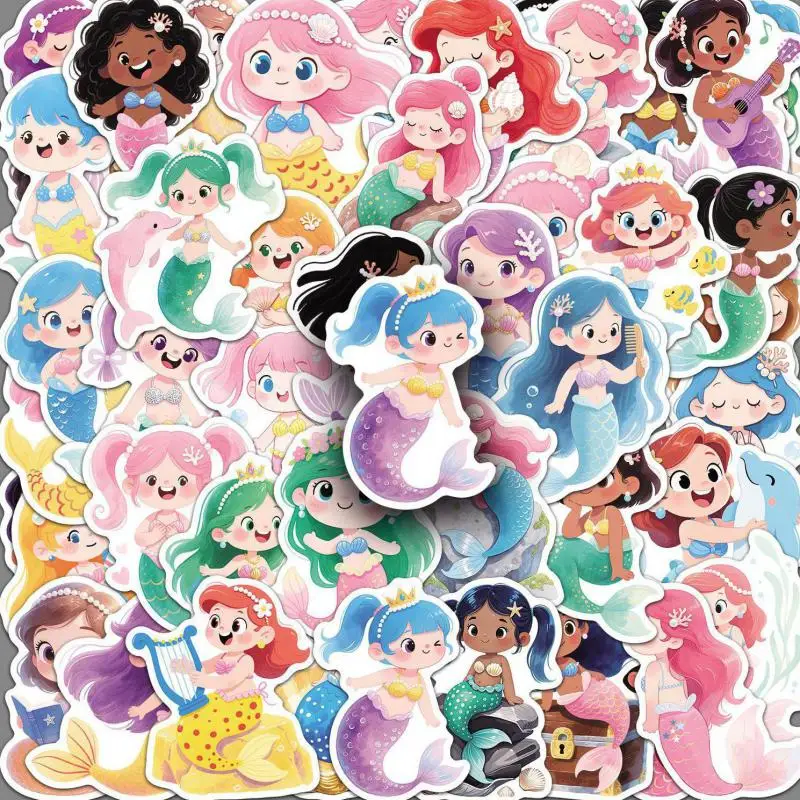

50cs Fairy Tales Mermaid Cartoon Stickers Waterproof Vinyl Graffiti Decals For Laptop Phone Guitar Luggage Bike Diy Decoration