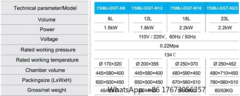 YSMJ-DGT-N23 Ysenmed 8L 12L 18L 23L Small Class B Autoclave Lab Autoclave 23l B Class Sterilization Medical Essco Class B 23l