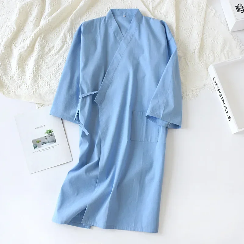 

8 Colors Traditional Japanese Kimono Night Rob For Men Vietnam Bathing Clothing Nightwear Cotton Spring Korean Sweat Grey Navy