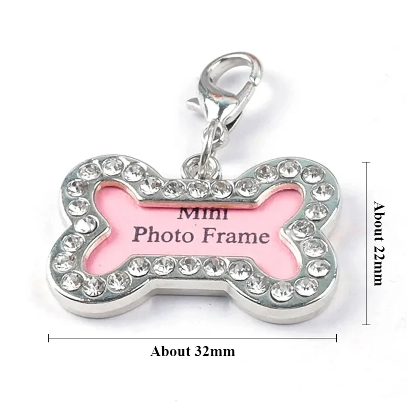 Personalized Bone Shape Pets ID Name Tag Address Pendant Dog Puppy Collar Pink Anti-Lost Card Pet Accessories