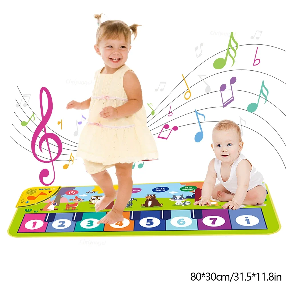 Klaviermatte für Kinder, 80 x 30 cm, Kleinkinder, Bodentastatur, Tanzmatte, Spielen, Musikteppich, Musikinstrument, Spielzeug, Kleinkinder, Mädchen, Jungen, Geschenk