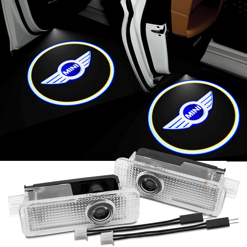 2 pçs led luz de boas-vindas porta do carro lâmpadas projetor para mini cooper um s jcw countryman f55 f56 r53 r56 r57 r60 acessórios automóveis