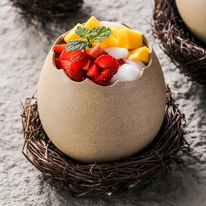 Creative Ceramic Eggshell Personalized Steamed Egg Soup Bowl Hotel Restaurant Cold Drink Dessert Advanced Sense Tableware