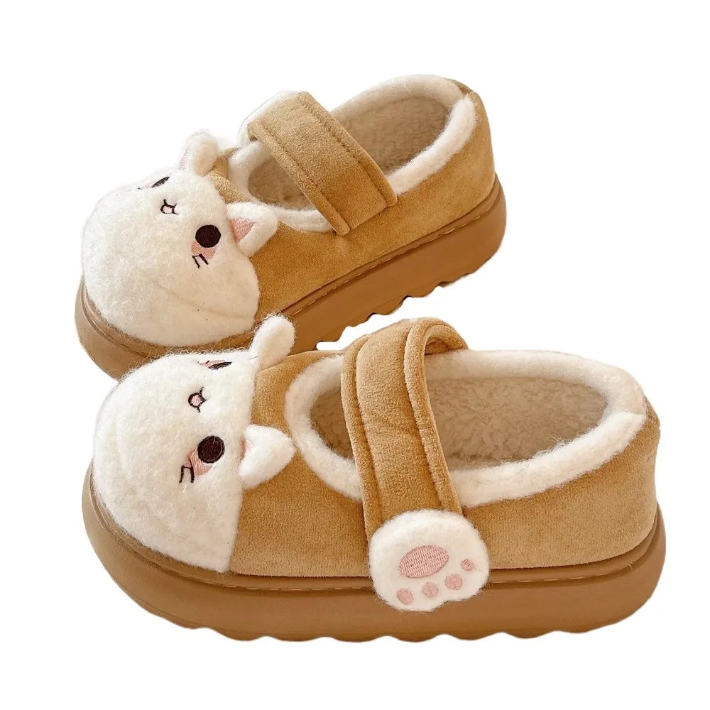 

Cute Cartoon Cat Paw Shoes Anti Slip Homewear Thick Warm Slippers Lolita Thick-sole Plush Floor Shoes Women