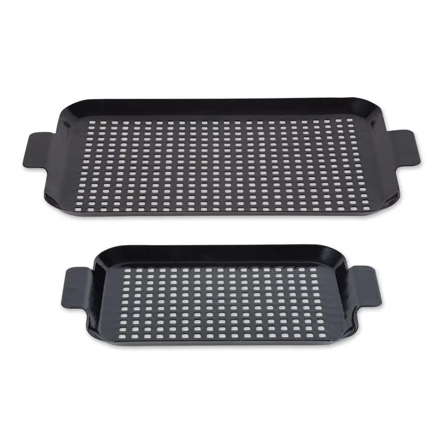 

Porcelain Coated Steel BBQ Grill Tray Pan, Outdoor Barbeque Grilling Accessories for Cooking Fish amp Vegetables, Dishwasher Sa
