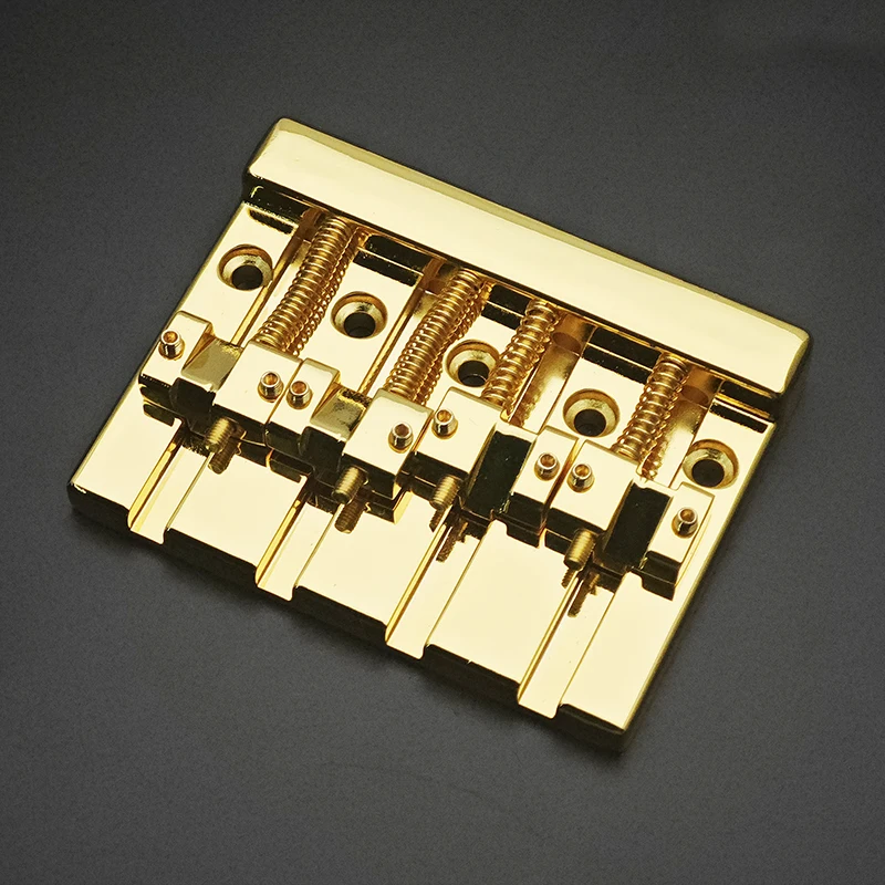 Vintage 4-String Bass Bridge 82.3x63.5MM String Bottom Through String Spacing 19MM Bass Fixed Bridge Black/Gold/Chrome