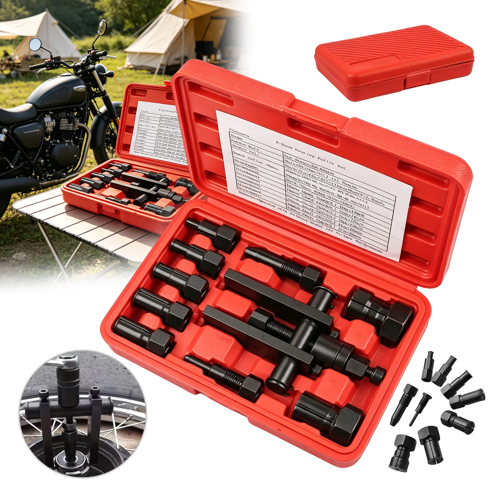 Lagerabzieher-Set, 10-teiliges Blindbohrungslager-Abzieherset, 8-25mm (0,31-0,98 Zoll) Motorrad-Radnaben-Innenlager-Abziehwerkzeug-Set