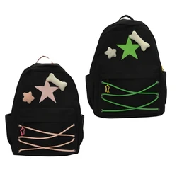 Y2k Hot Girls Star Pattern Backpack Student Teens Lightweight School Bookbag Women Casual Large Capacity Travel Rucksack Daypack