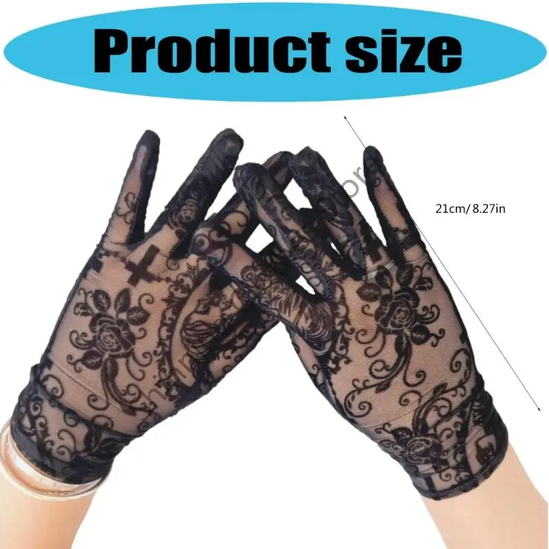 M68A بسط هيكل عظمي من الدانتيل الصلبان قفازات خفيفة الوزن القوطية Handwear ملحق الطرف
