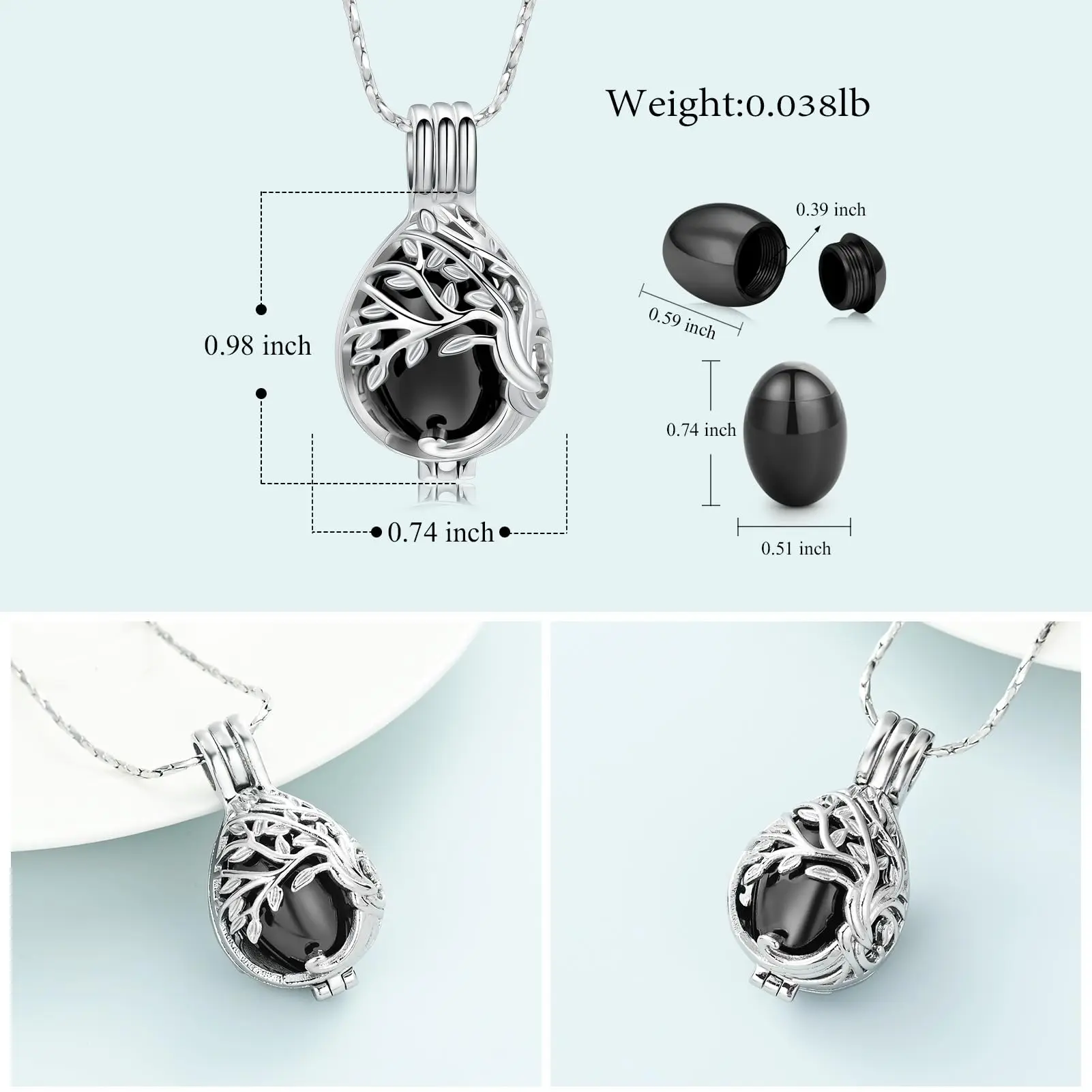 Tree of Life Cremation Jewelry for Ashes Teardrop Hollow Locket Pendant Urn Necklace Keepsake Memorial Gift for Women Men