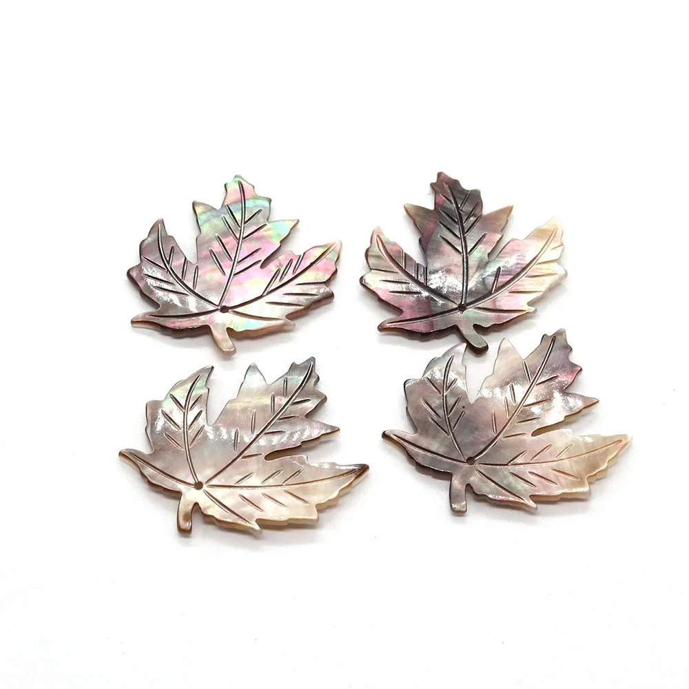 Natural Black Shell Beads Charms Mother of Pearl Shell Maple Leaf Pendants for Jewelry Making Necklace DIY Earrings Decoration view 5
