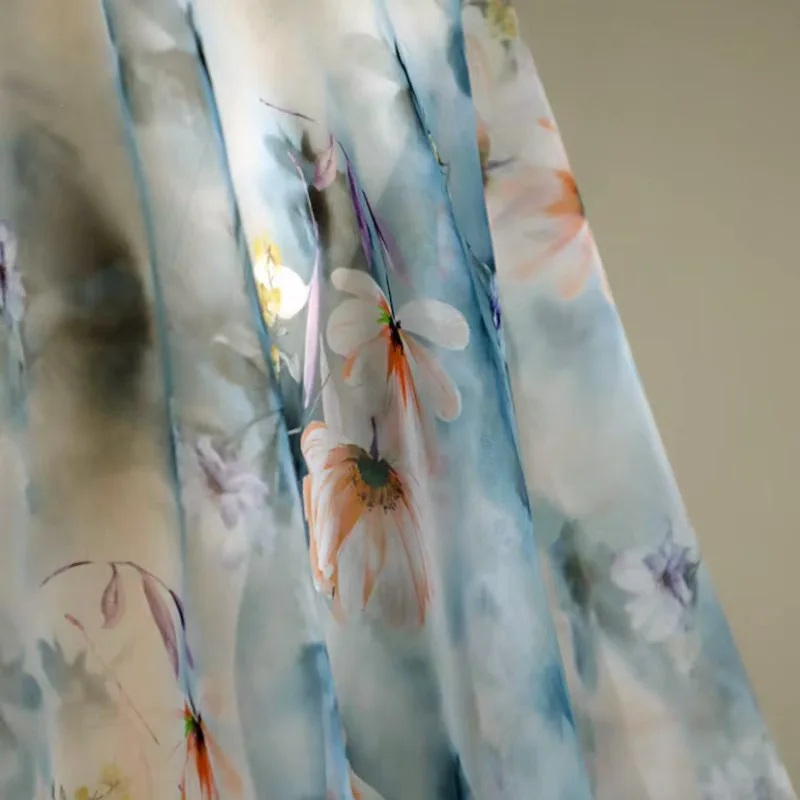 

Semi-Transparent Digital Printed Floral Organza Tulle Fabric - Thin & Lightweight Material for Women's Dresses