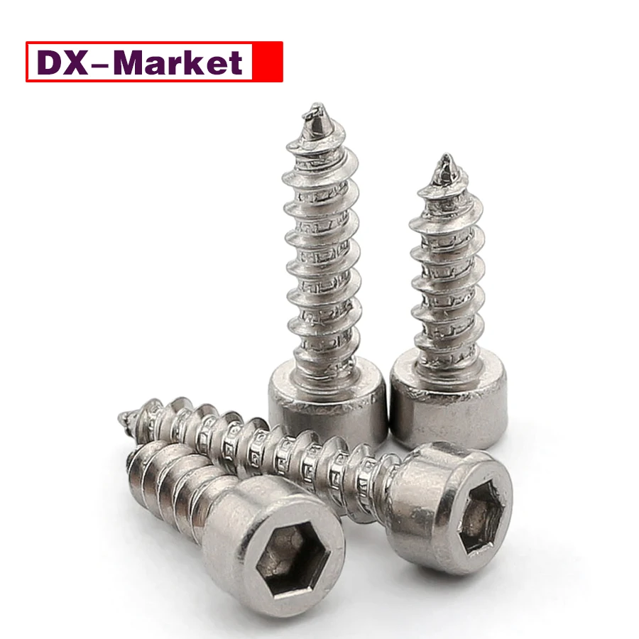 M3.5สกรูแตะด้วยตนเอง,304สแตนเลสสตีล Hex ซ็อกเก็ตเฟอร์นิเจอร์ตัวยึด,A019