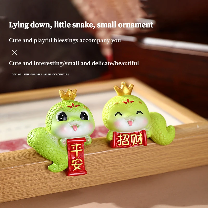 1PC Mini Cute Funny 2025 Year Of The Snake Cartoon Mascot Car Ornament Lucky Snake Figurine Doll Craft Home Decor New Year Gift