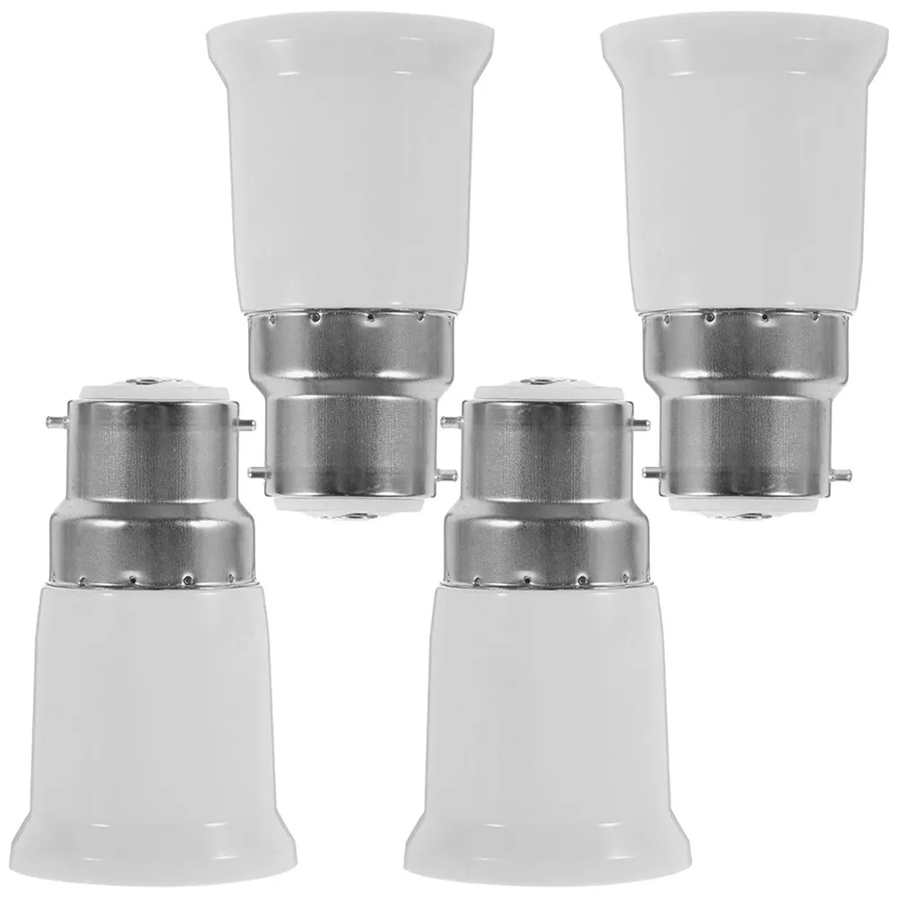 4Pcs B22 to E27 Light Bulb Socket Converter Lamp Holder Adapter Compact Pc Material Safe Short Circuit Proof for Home Office
