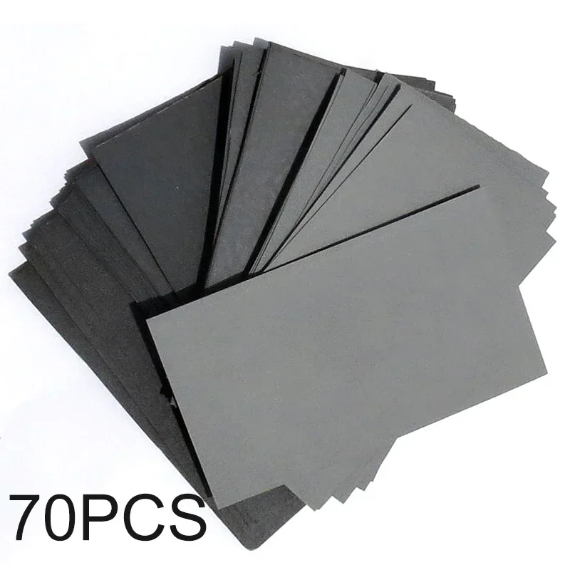 70pcs Car Sandpaper 600/800/1000/1200/1500/2000/2500grit Wet/Dry For Auto Furniture Industry Electronics Polishing Grinding