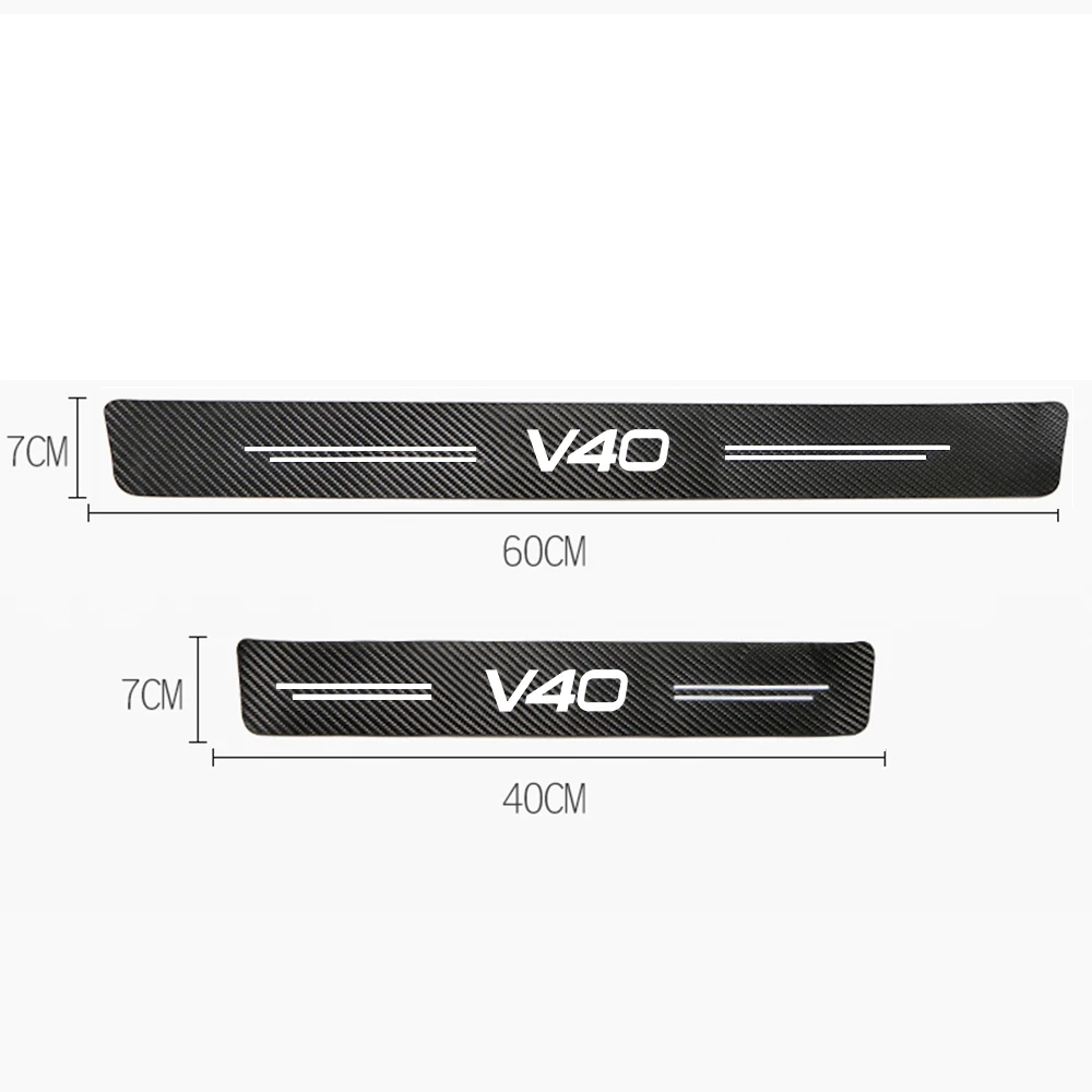 4Pcs Car Stickers Threshold Strip Carbon Fibre for Volvo V40 Auto Parts