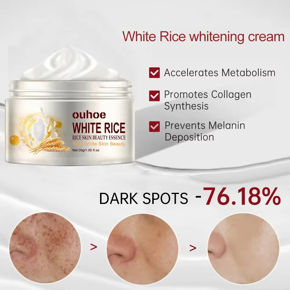 White Rice Whitening Face Serum Wrinkle Remover Fade Fine Lines Cream Shrink Pores Moisturizing Brighten Smooth Skin Care Set