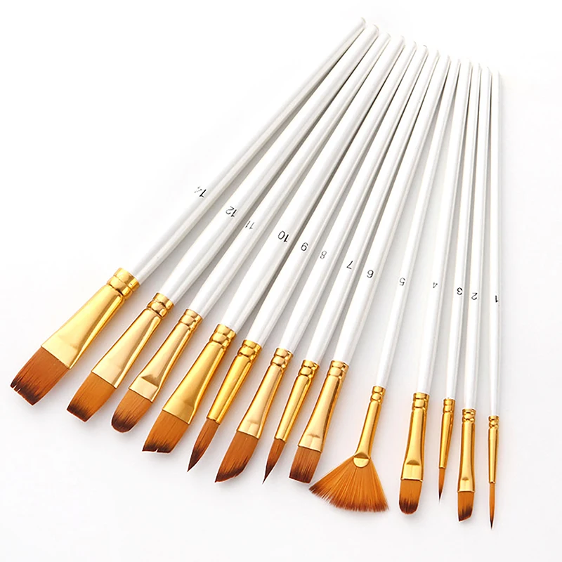 13Pcs Painting Brushes Set Artist Painting Brush for Oil Acrylic Watercolor Gouache Paint Professional Artist Supplies