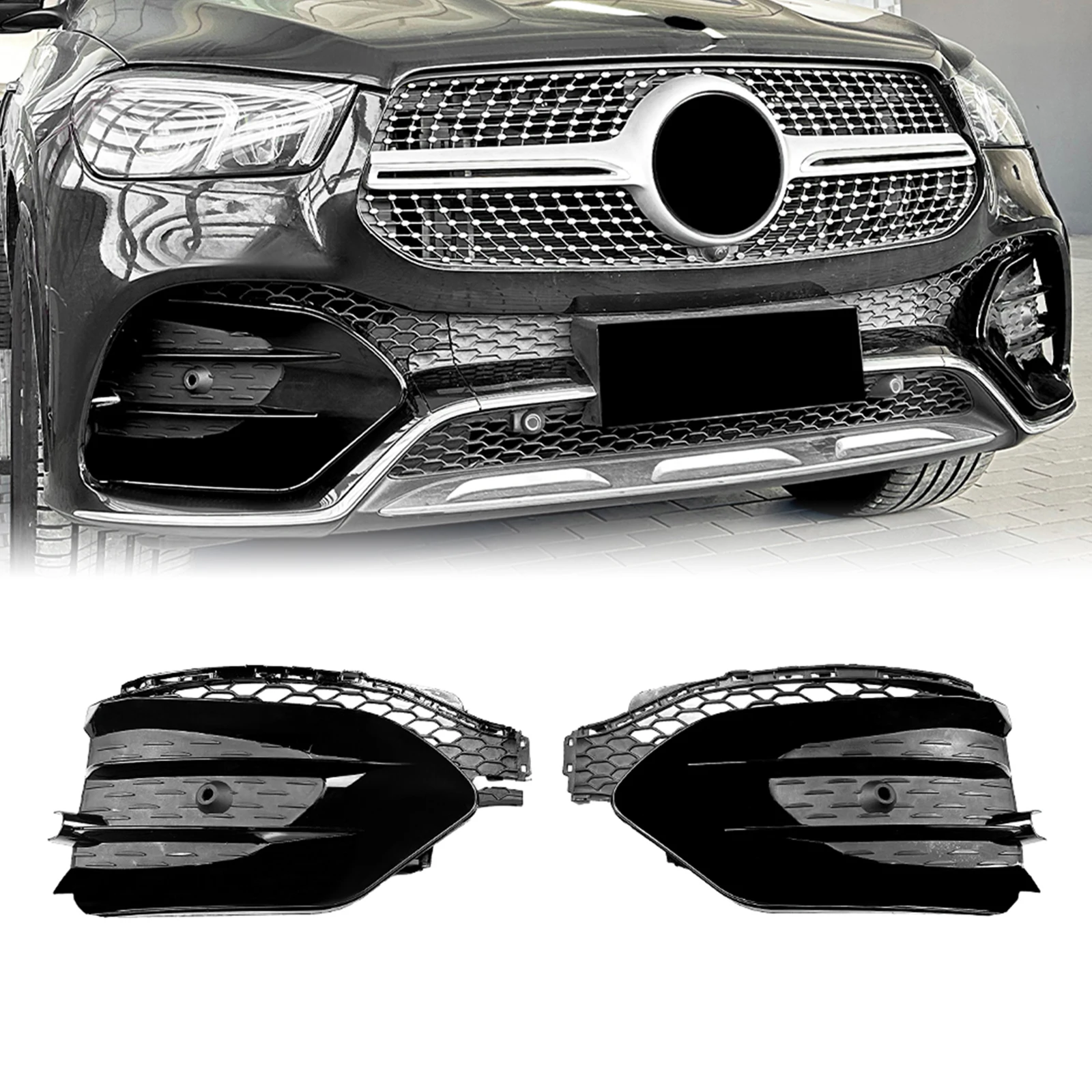 

Pop Front Bumper Side Air Vent Trim Cover For Mercedes Benz GLE-Class W167 GLE450 GLE53 2019-2023 AMG Fog Light Intake Frame She