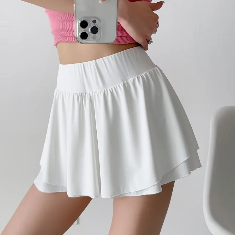 

Summer Solid Black Short Shirt Women's Mini Pleated Skirts White High-waisted Silm Anti-emptied Sporty Skirt Fashion Y2k Clothes