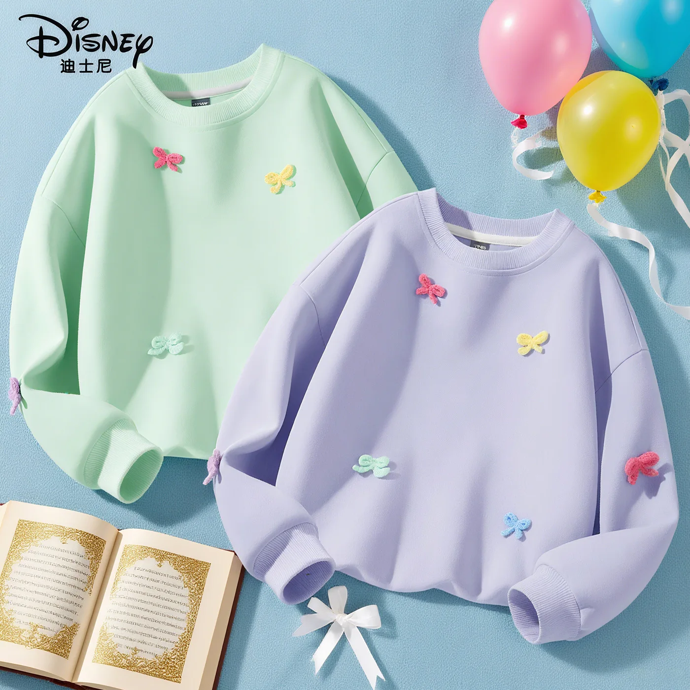 

Disney Girls' Bow Neck Sweatshirt - Long Sleeve Pullover for School, Cute & Warm Fall Winter Top