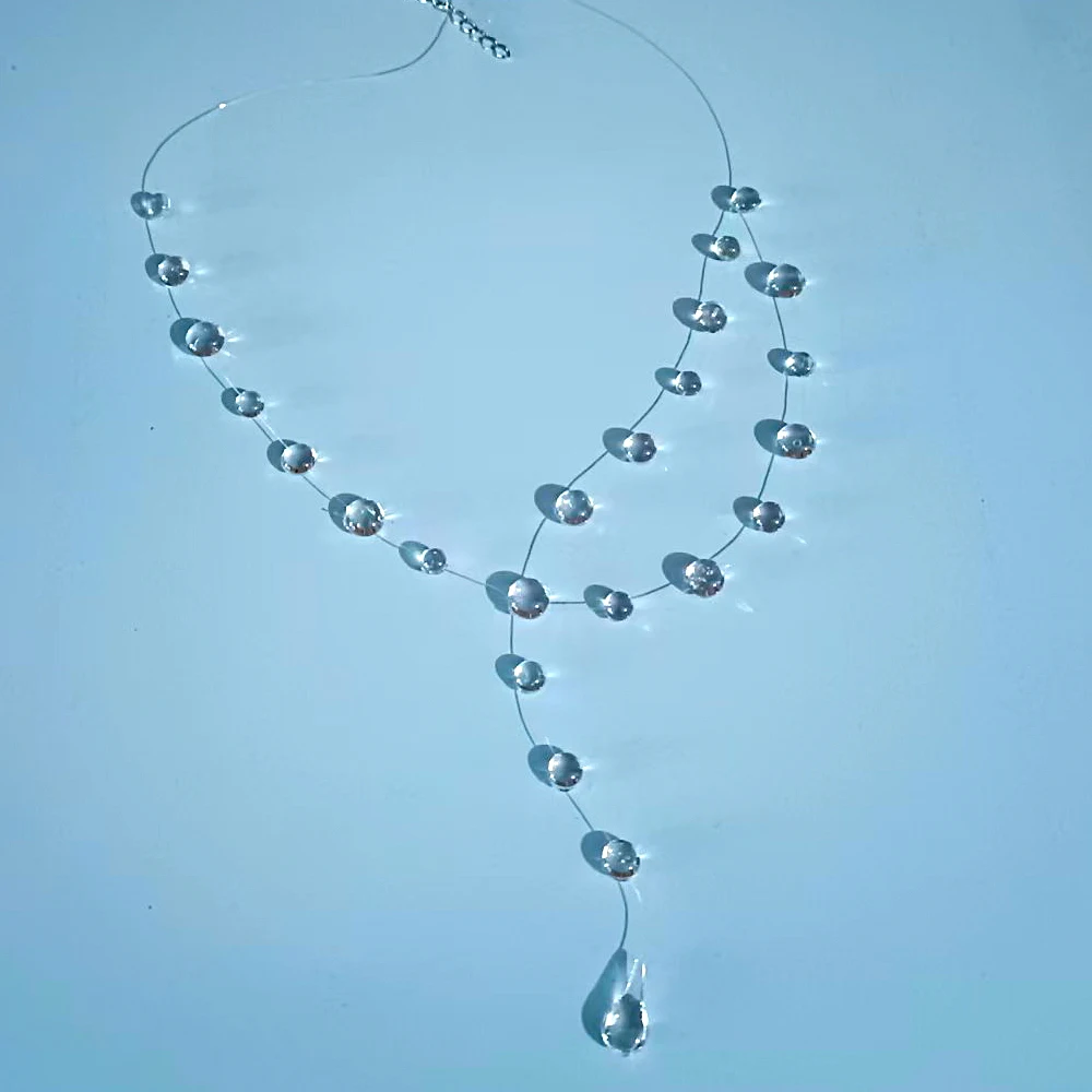New Transparent Dewdrop Series Necklace Handmade Epoxy Resin Water Drop Collar Chain For Women Holiday Fashion Jewelry - view 6