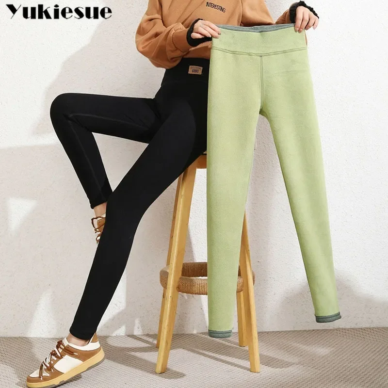 High Stretch Skinny Leggins Trouser Casual High Waist Slim Leisure Pants Thick Legging 2025 Winter Warm Leggings Women Versatile
