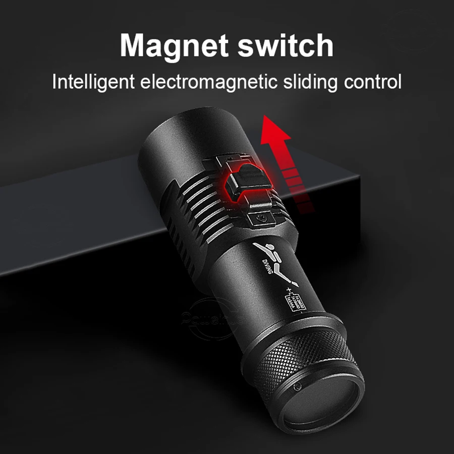 New Powerful Diving Flashlight 3 Colors Professional Diving Torch IPX8 Waterproof High Power LED Flashlight Scuba Diving Lantern