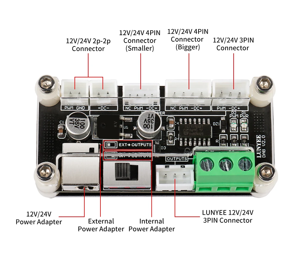 Laser Module Interface Adapter Board 20W 40W 80W Connector Support for Engraver Cutter Machine 2Pin 3Pin 4Pin