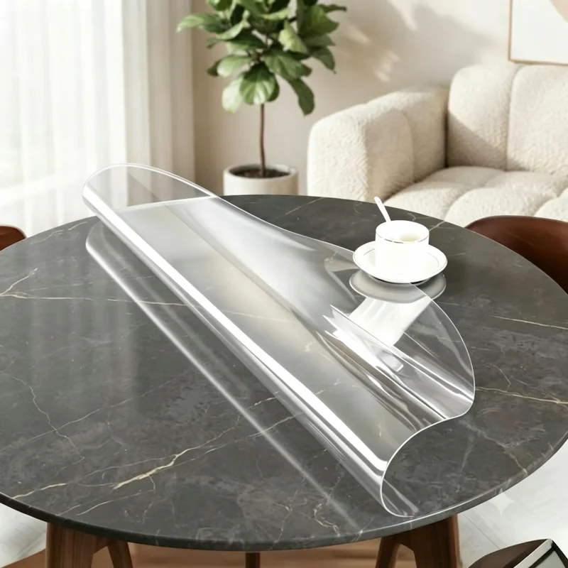 100/110/120cm Clear Table Protector 1.1mm Thick Round PVC Waterproof Oilproof Table Mat Transparent Desk Cover Dining Decor 1pc