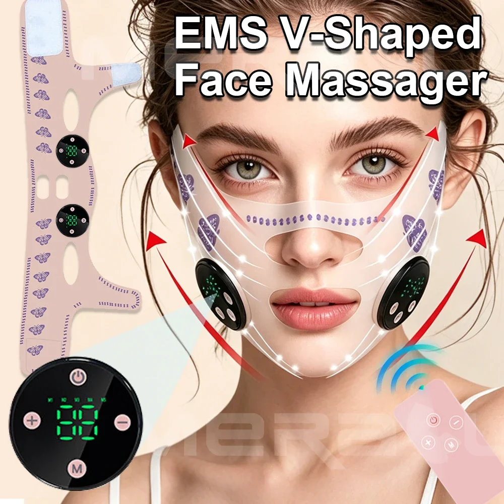 EMS Face Lifting Massager Anti Wrinkle Facial Massager V-Face Lift Device Face Slimming Remover Double Chin Face Massage Mask