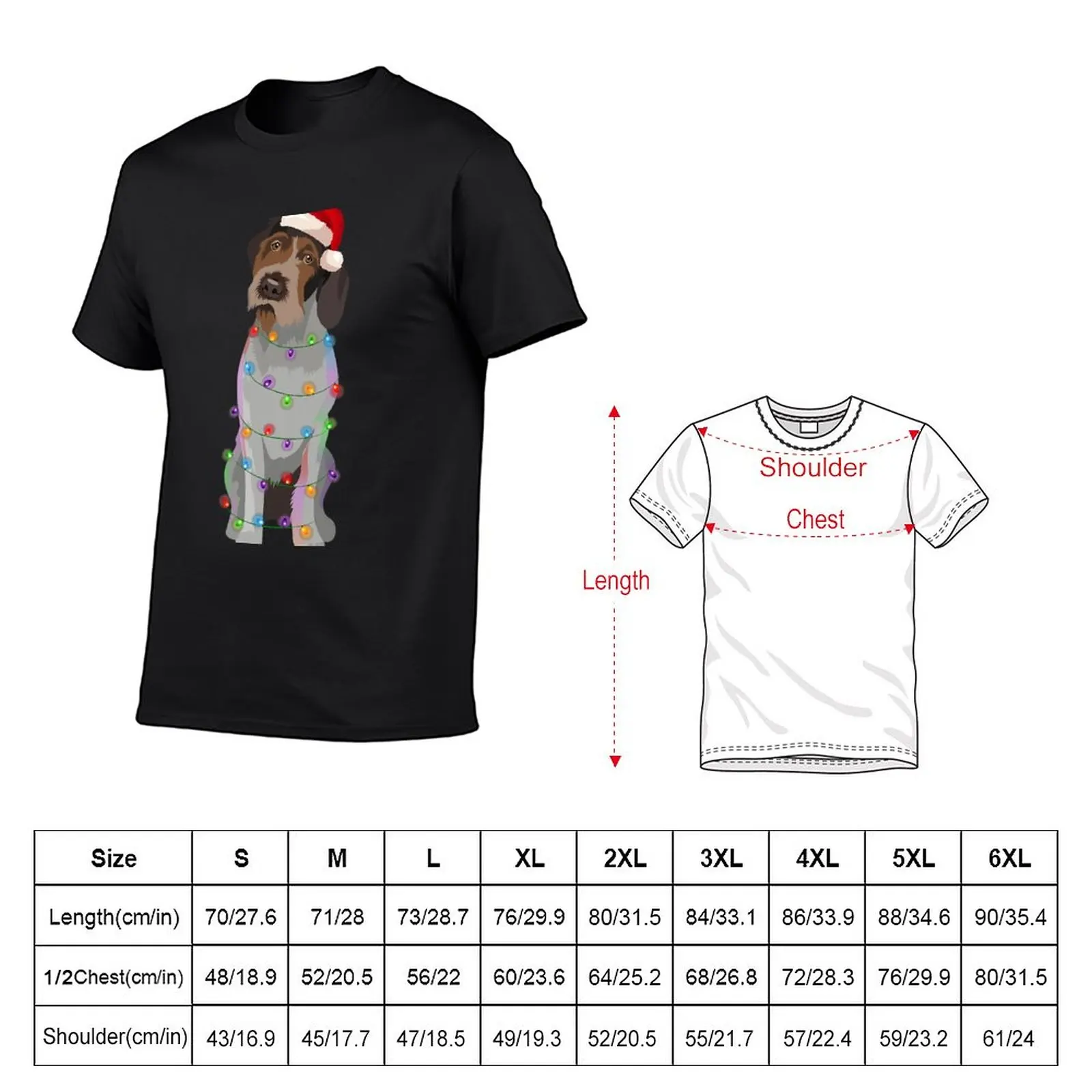 German Wirehaired Pointer Christmas Lights Xmas Dog Lover T-Shirt plain t-shirt graphic t shirts mens workout shirts