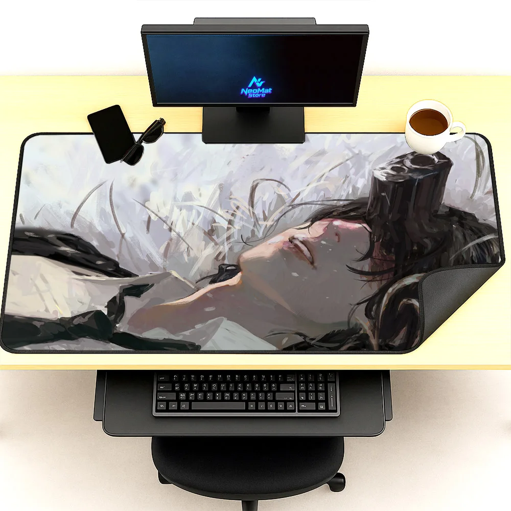 لوحة ماوس أنيمي آكي هاياكاوا بالمنشار رجل Maousepad لوحة ماوس ألعاب كبيرة 90x40 ألعاب الديكور إعداد وسادة مكتب المطاط Deskmat