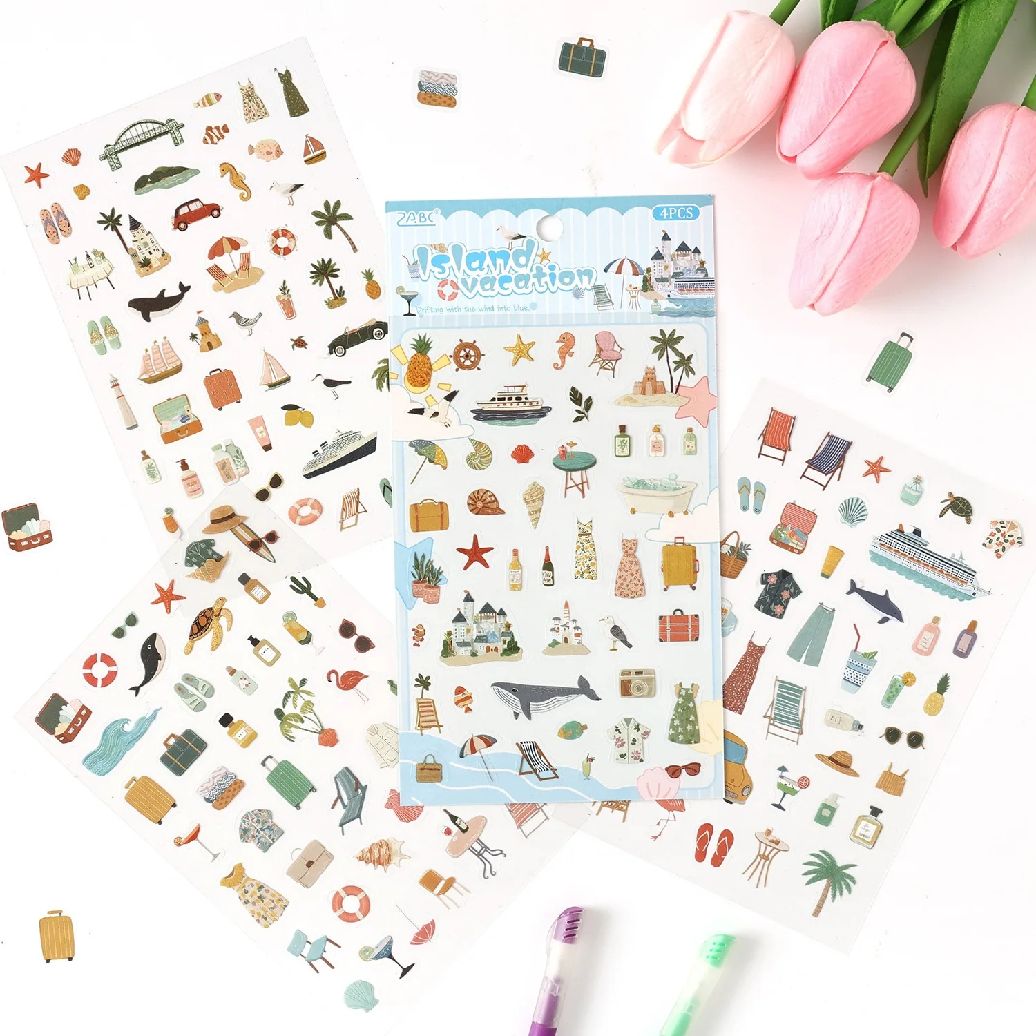 4 Sheets Kawaii Stationery Stickers Floating Fun Journal Diary Planner Mobile Phone Scrapbooking Decor Stickers