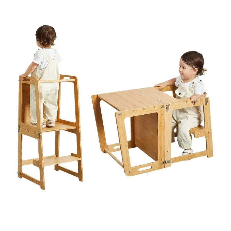 Children's anti-drop learning tower Children's armrest steps Hand ladder Foldable as baby chair ottoman