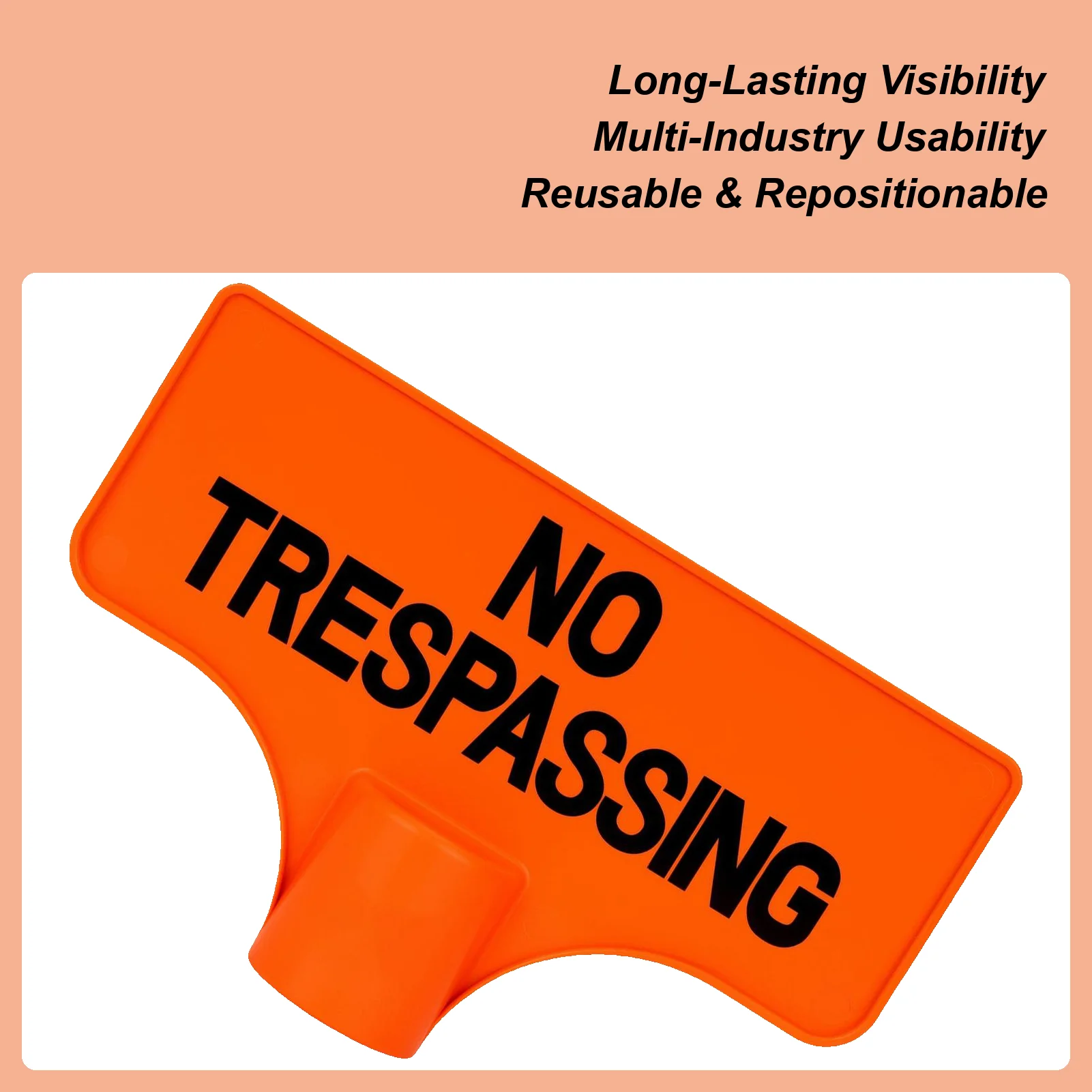 

Знак заборонено по Trespassing для почтой высокой видимости. Оранжевый небьющийся знак частной собственности для Т-образного столба для двора, гаража, лужайки, сада.