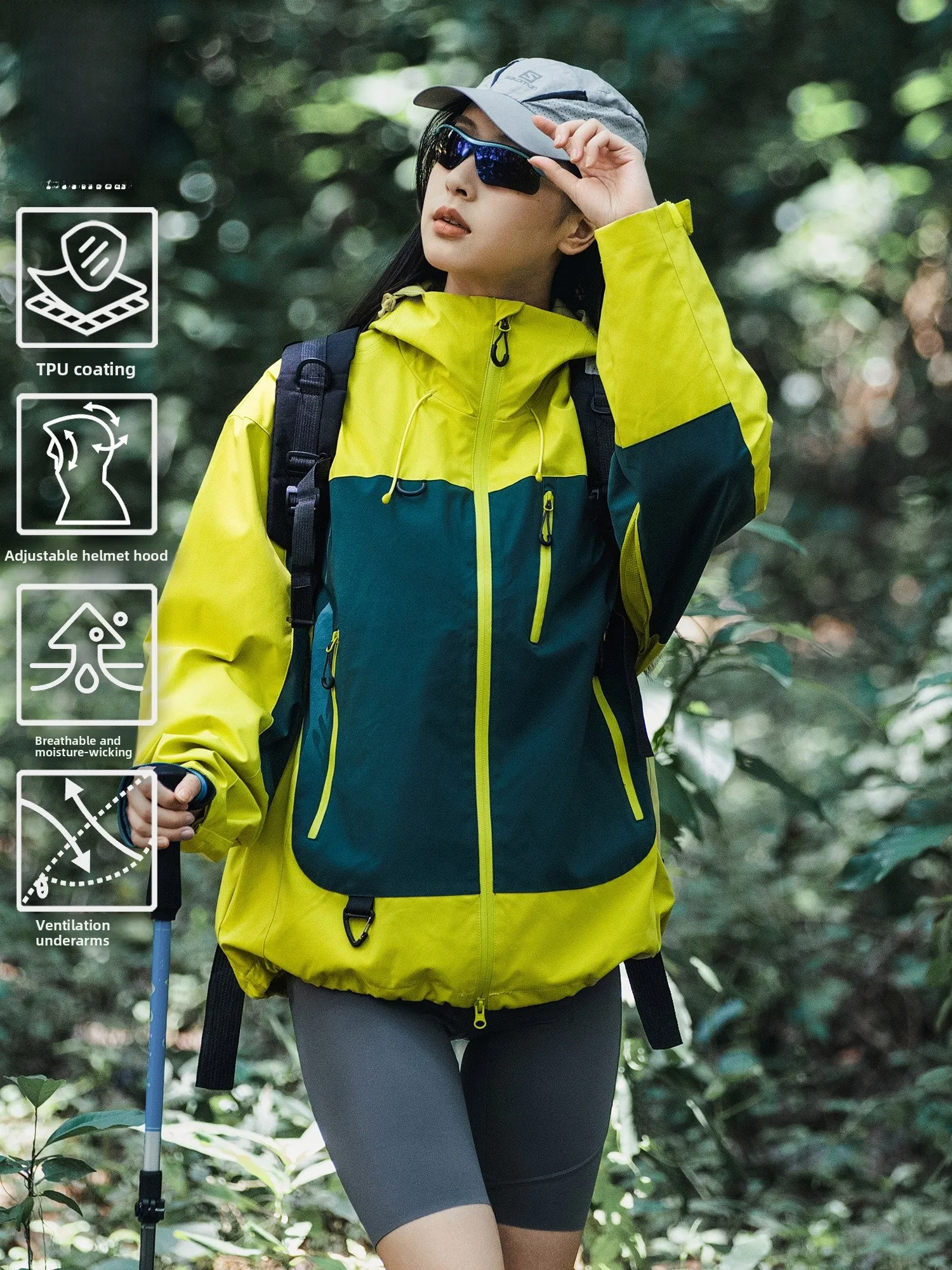 

EBC Studio New Outdoor Hiking Series Fce Lined TPU Print ex Jaet Windproof Waterproof Breathable Polyester Fiber